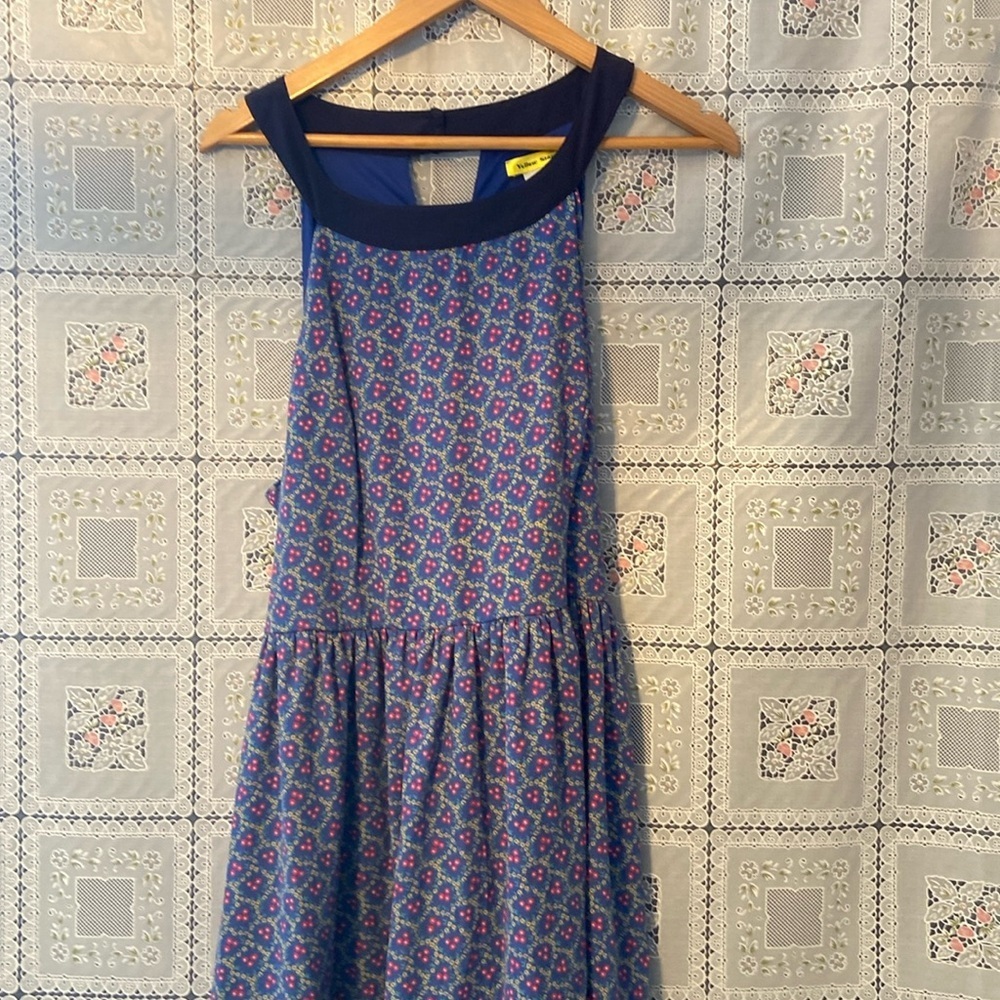 Yellow Star Sleeveless cozy blue Dress